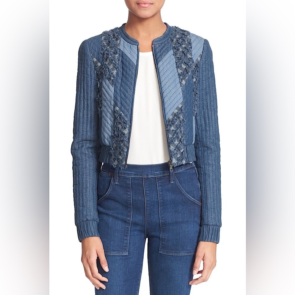 NWOT Rebecca Taylor Blue Quilted Zip Front Jacket